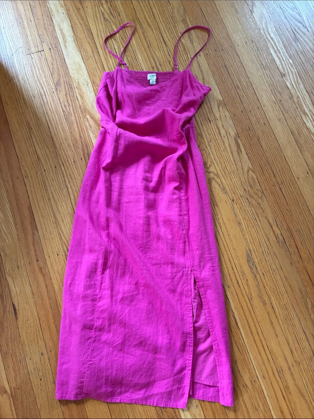 J. Crew Hot Pink Midi Slip Dress with Side Slit